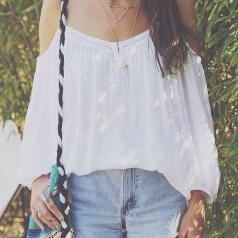 Urban Outfitters | Ecote | White Boho Peasant Top